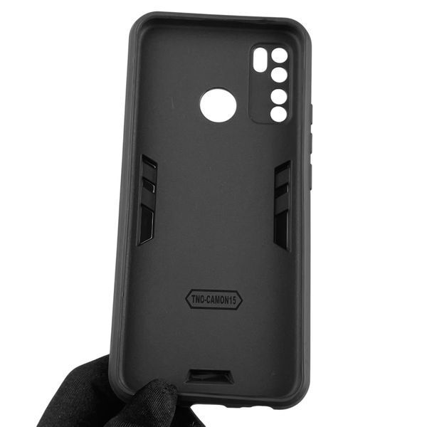 Чохол для телефона Tecno Spark 5 Pro (KD7) броньований з магнітним кільцем-тримачем на техно спарк 5 про чорний 0025761 фото
