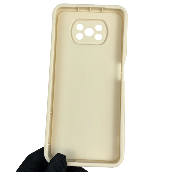 Чехол силиконовый оригинальный Soft Touch с 3D принтом милый мишка для Xiaomi Poco X3 Pro молочный (Полная защита камеры) 0043608 фото