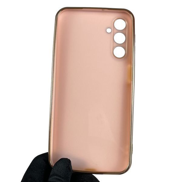 Чехол для Samsung Galaxy A24 SM-A245F глянцевый с золотой окантовкой с защитой камеры на самсунг а24 пудровый 0000033 фото
