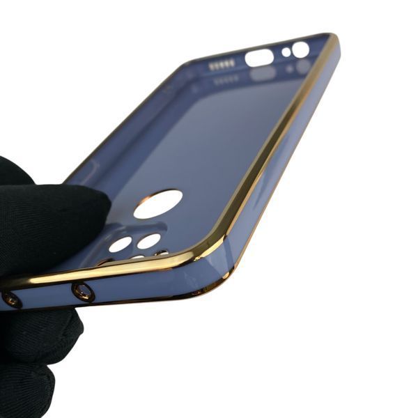 Чохол для Xiaomi Redmi Note 9 з кільцем-підставкою із золотою окантовкою на сяомі редмі нот 9 синій gs1 0020928 фото