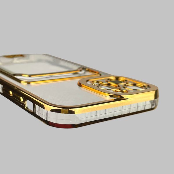 Чехол для Apple iPhone 12 Pro с золотой окантовкой с карманом для карт на айфон 12 про золотой 0012995 фото