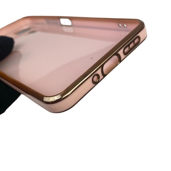 Чохол для Xiaomi POCO C65 глянцевий з кільцем MagSafe із золотою окантовкою на сяомі поко с65 пудровий gs1 0022953 фото