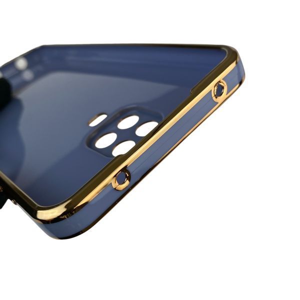 Чохол для Xiaomi Redmi Note 9 Pro глянцевий з кільцем MagSafe із золотою окантовкою на сяомі редмі нот 9 про синій gs1 0021822 фото