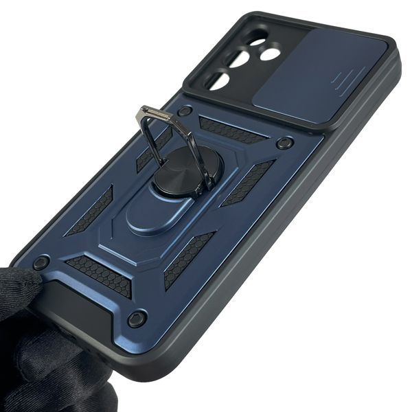 Чехол для Samsung Galaxy M15 (SM-M156) бронированный с кольцом с подставкой на самсунг м15 тёмно-синий 0007964 фото