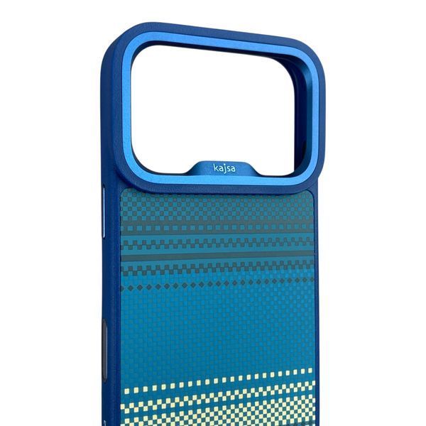 Чохол Kajsa Resort Gradient Stripe для iPhone 18 Pro синій Blue Plus (MagSafe, металеве кільце камери, преміум) 0062145 фото