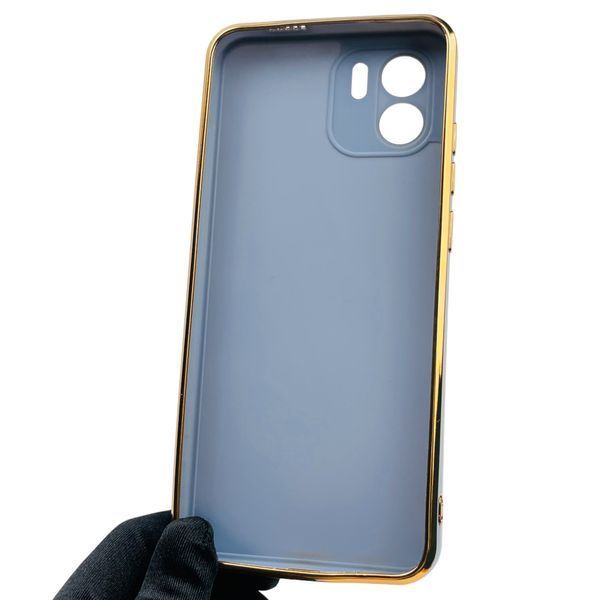 Чохол для Xiaomi Redmi A1 глянсовий із золотою окантовкою із захистом камери на сяомі редмі а1 синій 0000083 фото
