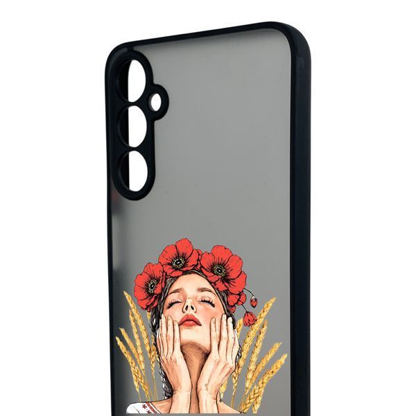 Чехол для телефона Samsung Galaxy A05S (SM-A057) с 3D принтом девушка маки колоски с высокими бортами черный 0059251 фото