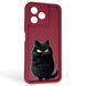 Чехол силиконовый Soft Touch с 3D принтом злой котик для Realme C51 бордовый (Полная защита камеры) 0047124 фото 1