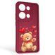 Чехол силиконовый Soft Touch с 3D принтом милый мишка для Xiaomi POCO M6 Pro 4G бордовый (Полная защита камеры) 0044951 фото 1