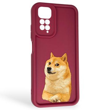 Чохол силіконовий оригінальний Soft Touch з 3D принтом мему сібу для Xiaomi Redmi Note 11 бордовий (Повний захист камери) 0047888 фото