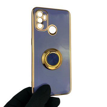 Чехол для OPPO A32 с кольцом-подставкой с золотой окантовкой на оппо а32 синий gs1 0020991 фото