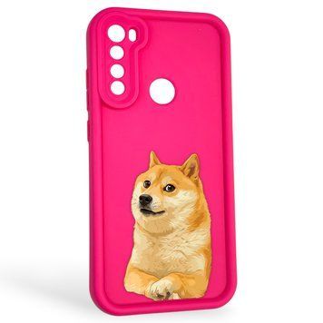 Чехол силиконовый оригинальный Soft Touch с 3D принтом мема сибу для Xiaomi Redmi Note 8 малиновый (Полная защита камеры) 0047989 фото