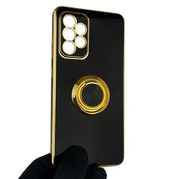 Чохол для Samsung Galaxy A52 4G (SM-A525) з кільцем-підставкою із золотою окантовкою на самсунг а52 чорний gs1 0020643 фото