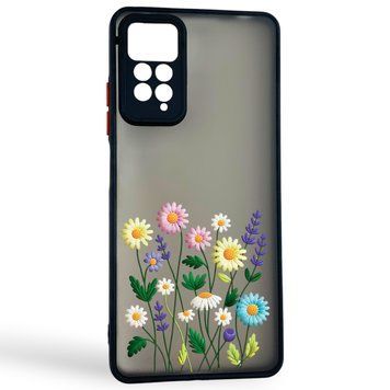 Чохол для телефона Xiaomi Redmi Note 12 Pro 4G с 3D принтом польові квіти із захистом камери чорний 0059302 фото