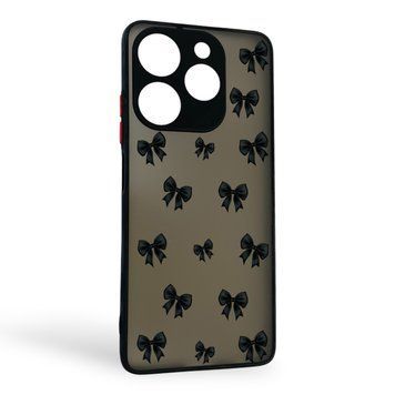 Чехол для телефона TECNO Spark 10 Pro (KI7) с 3D принтом бантиков с высокими бортами на техно спарк 10 про черный 0033567 фото