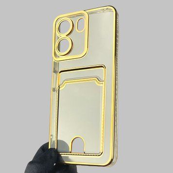 Чохол для Xiaomi POCO C65 із золотою окантовкою з кишенькою для карток на сяомі поко с65 золотий 0013229 фото