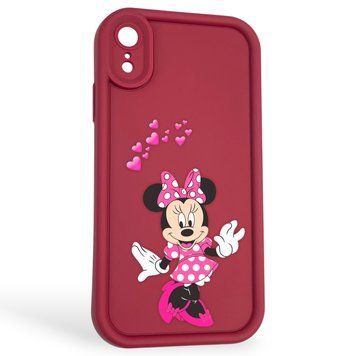 Чехол силиконовый оригинальный Soft Touch с 3D принтом волшебной минни маус для Apple iPhone Xr бордовый (Полная защита камеры) 0049508 фото