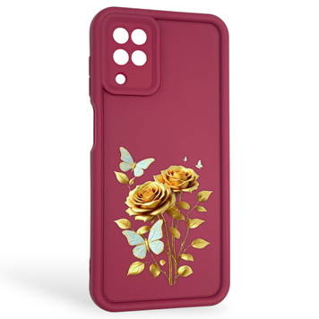 Чехол силиконовый Soft Touch с 3D принтом женским для Samsung Galaxy M12 (SM-M127F) бордовый (Полная защита камеры) 0042618 фото