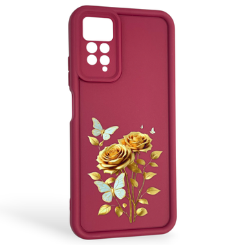 Чехол силиконовый Soft Touch с 3D принтом женским для Xiaomi Redmi Note 12 Pro бордовый (Полная защита камеры) 0043063 фото