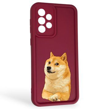 Чехол силиконовый Soft Touch с 3D принтом мема сибу для Samsung Galaxy A33 5G (SM-A336) бордовый (Полная защита камеры) 0048096 фото