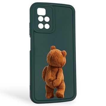 Чехол силиконовый оригинальный Soft Touch с 3D принтом смешного теда мишки для Xiaomi Redmi 10 темно-зеленый (Полная защита камеры) 0048824 фото