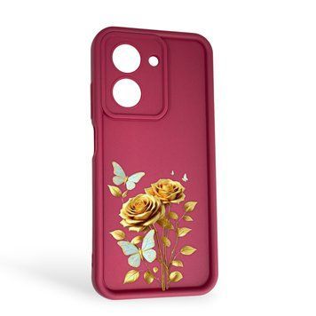 Чехол силиконовый Soft Touch с 3D принтом женским для Xiaomi Redmi A5 EU бордовый (Полная защита камеры) 0043015 фото