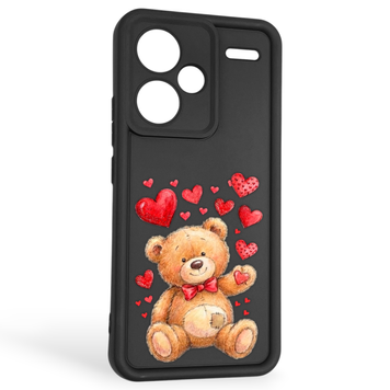 Чохол силіконовий оригінальний Soft Touch з 3D принтом милий ведмедик для Xiaomi Redmi Note 13 Pro Plus 5G чорний (Повний захист камери) 0043855 фото