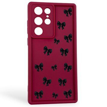 Чохол силіконовий Soft Touch з 3D принтом для Samsung Galaxy S22 Ultra бордовий (Повний захист камери) 0057706 фото