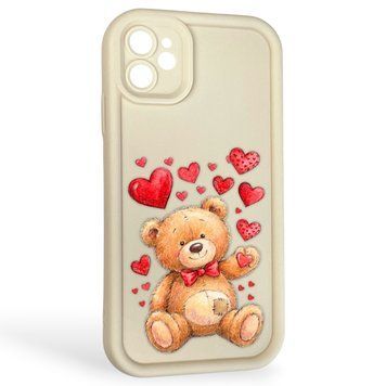 Чохол силіконовий Soft Touch з 3D принтом милий ведмедик для Apple iPhone 11 молочний (Повний захист камери) 0044952 фото