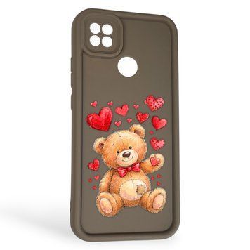 Чехол силиконовый оригинальный Soft Touch с 3D принтом милый мишка для Xiaomi Redmi 10A коричневый (Полная защита камеры) 0043724 фото