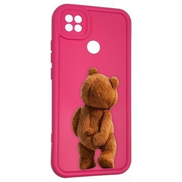 Чехол силиконовый оригинальный Soft Touch с 3D принтом смешного теда мишки для Xiaomi Redmi 10A малиновый (Полная защита камеры) 0048924 фото