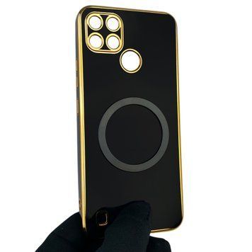Чохол для Realme C21Y з кільцем MagSafe із золотою окантовкою на реалмі с21у чорний gs1 0021386 фото