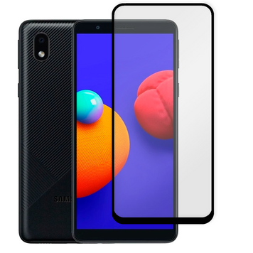 Захисне скло для телефона Samsung Galaxy A01 Core (SM-A013F) протиударне повноекранне на самсунг а01 кор чорне 0038279 фото