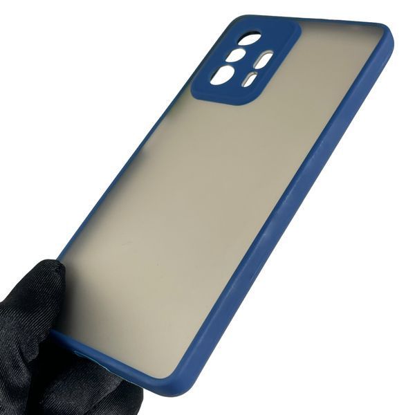 Чохол для Xiaomi 11T Pro протиударний матовий напівпрозорий з високими бортами із захистом камери на сяомі 11т про темно-синій 0000334 фото