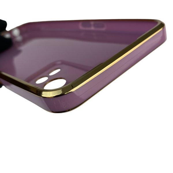 Чохол для Oppo A55 4G з кільцем-підставкою із золотою окантовкою на оппо а55 чорничний gs1 0020451 фото