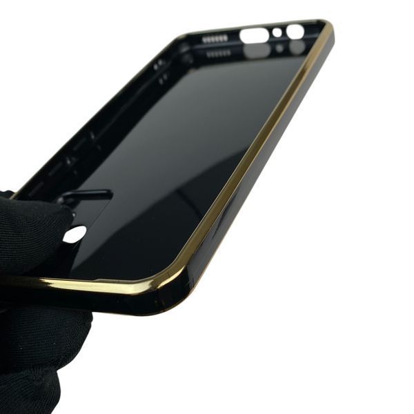 Чохол для Vivo V21E 4G глянцевий із захистом камери із золотою окантовкою на віво в21е 4г чорний gs1 0019858 фото