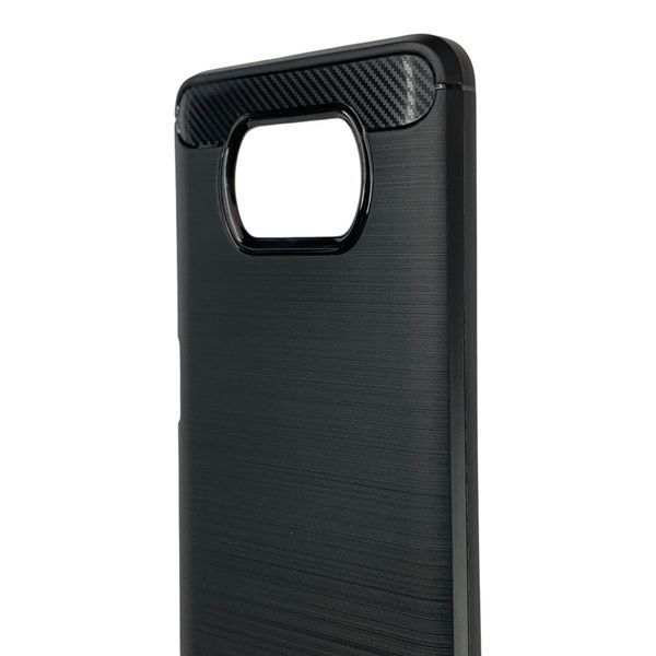 Чохол для телефона Xiaomi Poco X3 NFC карбоновий протиударний з високими бортами чорний 0052311 фото