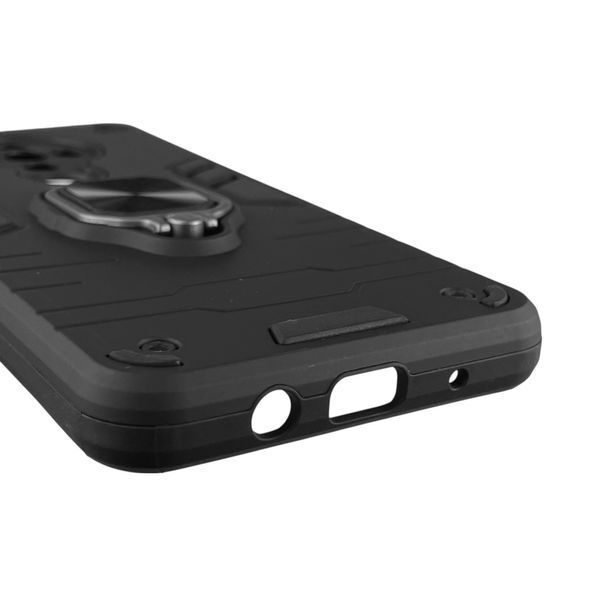 Чехол для телефона Tecno Spark 6 (KE7) бронированный с магнитным кольцом-держателем на техно спарк 6 чёрный 0025762 фото