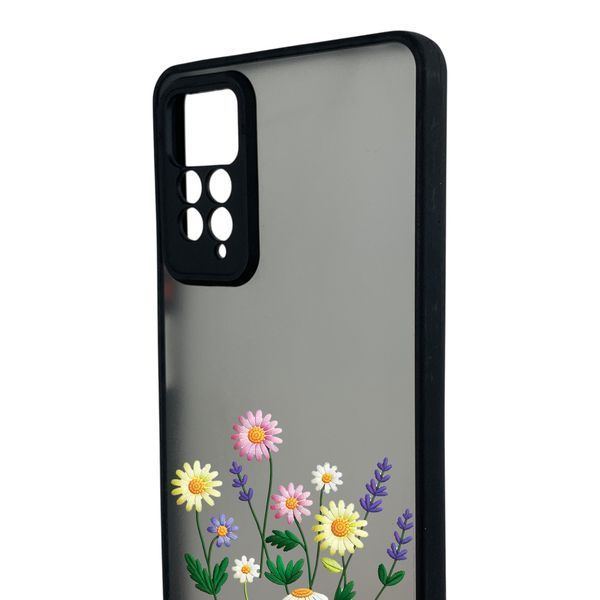Чохол для телефона Xiaomi Redmi Note 12 Pro 4G с 3D принтом польові квіти із захистом камери чорний 0059302 фото