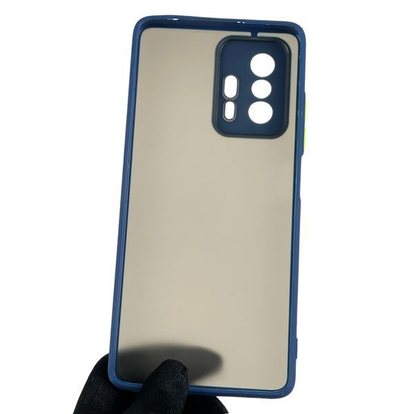 Чохол для Xiaomi 11T Pro протиударний матовий напівпрозорий з високими бортами із захистом камери на сяомі 11т про темно-синій 0000334 фото