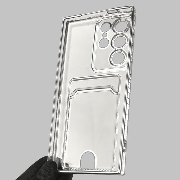 Чехол для Samsung Galaxy S24 Ultra (SM-S928B) с серебряной окантовкой с карманом самсунг с24 ультра серебряный 0013113 фото