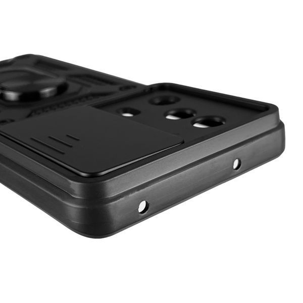 Чехол для Xiaomi 13 Lite бронированный с кольцом со шторкой на сяоми 13 lite чёрный 0007901 фото
