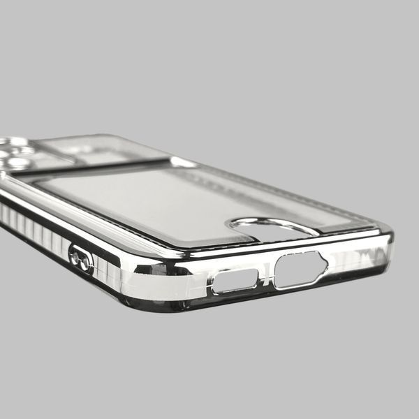 Чехол для Samsung Galaxy S24 (SM-S921B) с серебряной окантовкой с карманом для карт на самсунг с24 серебряный 0013109 фото