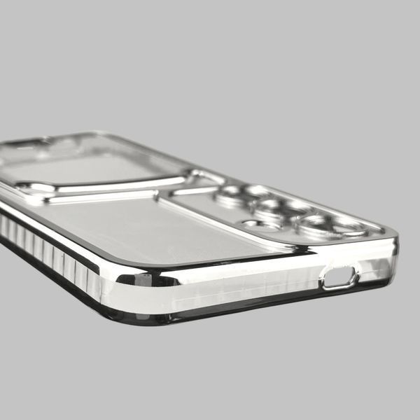 Чехол для Samsung Galaxy S24 (SM-S921B) с серебряной окантовкой с карманом для карт на самсунг с24 серебряный 0013109 фото