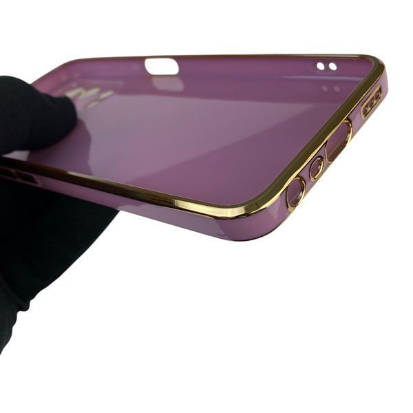 Чохол для Oppo A55 4G з кільцем-підставкою із золотою окантовкою на оппо а55 чорничний gs1 0020451 фото
