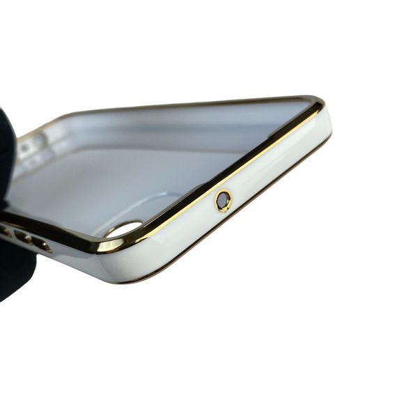 Чохол для Samsung Galaxy A03 (SM-A035F) з кільцем MagSafe із золотою окантовкою на самсунг а03 білий gs1 0022295 фото