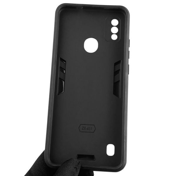 Чохол для телефона ZTE Blade A51 броньований з магнітним кільцем-тримачем на зтє блейд а51 чорний 0025836 фото