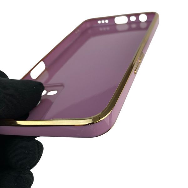 Чохол для Oppo A55 4G з кільцем-підставкою із золотою окантовкою на оппо а55 чорничний gs1 0020451 фото