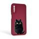 Чехол силиконовый Soft Touch с 3D принтом злой котик для Samsung Galaxy A7 2018 (SM-A750) бордовый (Полная защита камеры) 0047010 фото 1