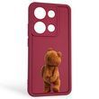 Чохол силіконовий оригінальний Soft Touch з 3D принтом кумедний тед ведмідик для Xiaomi Redmi Note 14S бордовий (Повний захист камери)